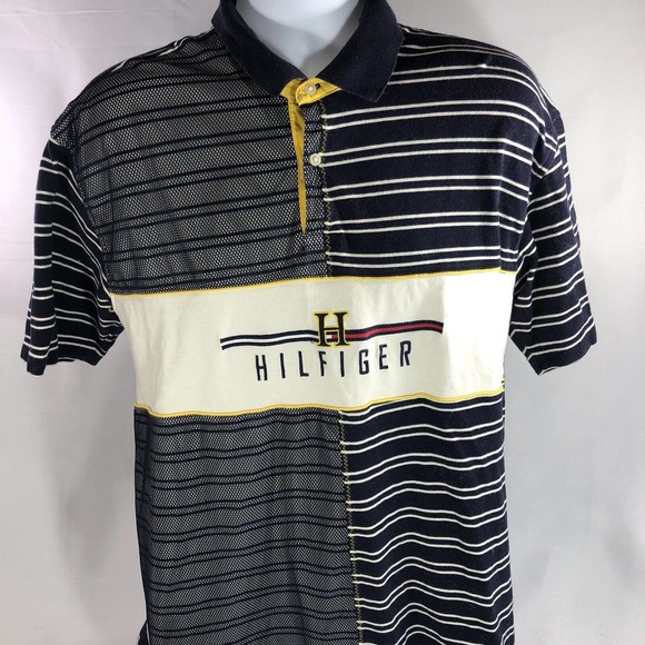 Vintage Tommy Hilfiger Rare Polo Striped XL Early 2000s Y2K Short Sleeve Tee - Picture 1 of 12